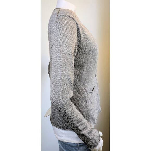 Eileen Fisher Silk Blend Button Cardigan Small Gray Knit Pockets Minimalist - Picture 3 of 10